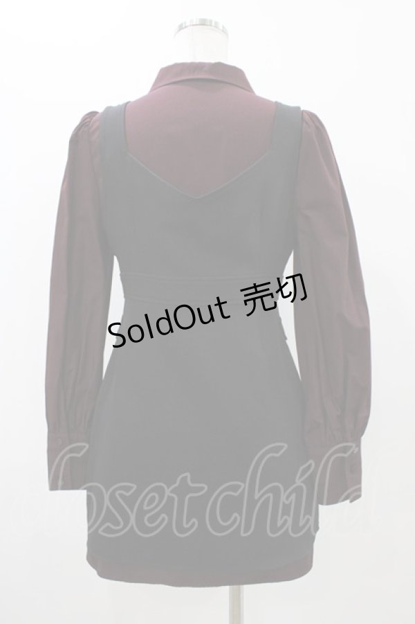 画像2: EATME / 2WAYレイヤードシャツワンピース S ブラック/ボルドー H-25-11-12-1038-LO-OP-NS-ZH (2)