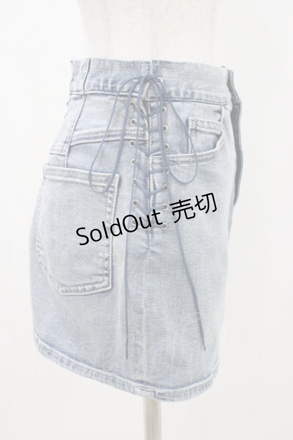 画像3: EATME / レースアップデニムスカート S アイスブルー H-25-11-12-1042-LO-SK-NS-ZH (3)