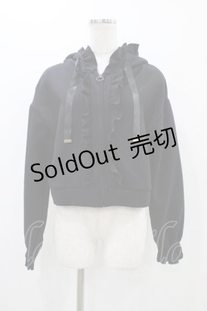 画像: axes femme / ショート丈フリルパーカー M ブラック H-25-11-12-1046-AX-TO-NS-ZH