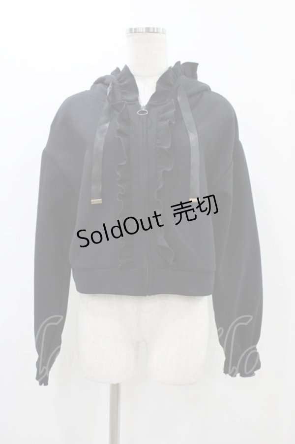 画像1: axes femme / ショート丈フリルパーカー M ブラック H-25-11-12-1046-AX-TO-NS-ZH (1)