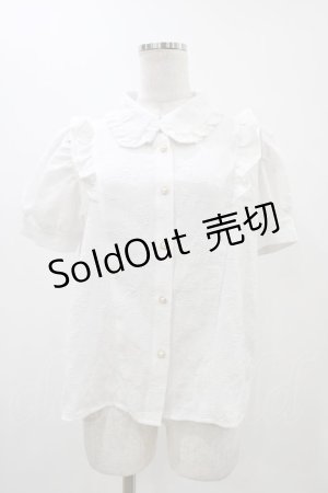 画像: axes femme POETIQUE / バラふくれジャガード半袖ブラウス M オフ H-25-11-12-1050-AX-BL-NS-ZH