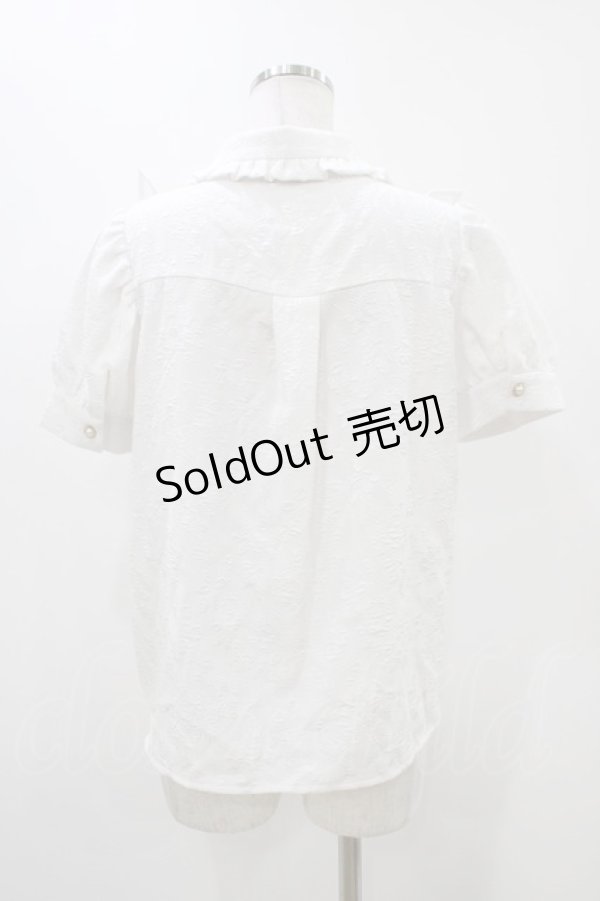 画像2: axes femme POETIQUE / バラふくれジャガード半袖ブラウス M オフ H-25-11-12-1050-AX-BL-NS-ZH (2)