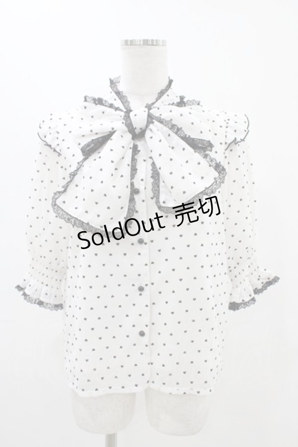 画像1: Rojita / ハートドットプリントリボンブラウス Free アイボリー H-25-11-12-1051-LO-BL-NS-ZH (1)