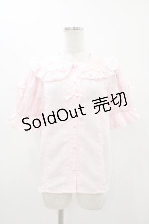 画像: Chalmiere / トーションレース丸襟半袖ブラウス M ピンク H-25-11-12-1053-0-BL-NS-ZH