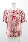 画像1: axes femme kawaii / ギンガムチェック半袖ブラウス M レッド H-25-11-12-1054-AX-BL-NS-ZH (1)