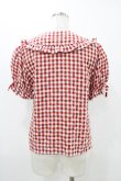 画像2: axes femme kawaii / ギンガムチェック半袖ブラウス M レッド H-25-11-12-1054-AX-BL-NS-ZH (2)