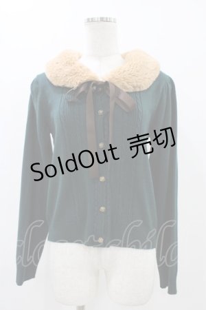 画像: axes femme / ファーティペット付きカーディガン M グリーン H-25-11-12-1056-AX-TO-NS-ZH