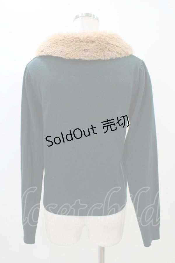 画像2: axes femme / ファーティペット付きカーディガン M グリーン H-25-11-12-1056-AX-TO-NS-ZH (2)