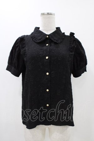 画像: axes femme POETIQUE / バラふくれジャガード半袖ブラウス M ブラック H-25-11-12-1058-AX-BL-NS-ZH