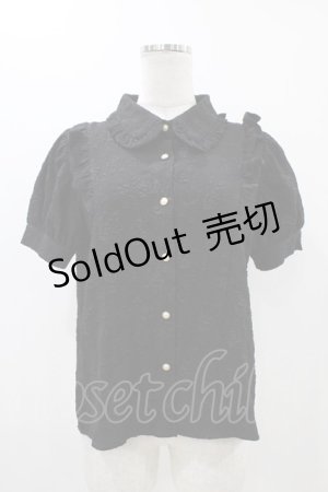 画像: axes femme POETIQUE / バラふくれジャガード半袖ブラウス M ブラック H-25-11-12-1058-AX-BL-NS-ZH