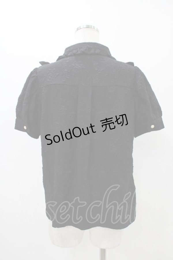 画像2: axes femme POETIQUE / バラふくれジャガード半袖ブラウス M ブラック H-25-11-12-1058-AX-BL-NS-ZH (2)