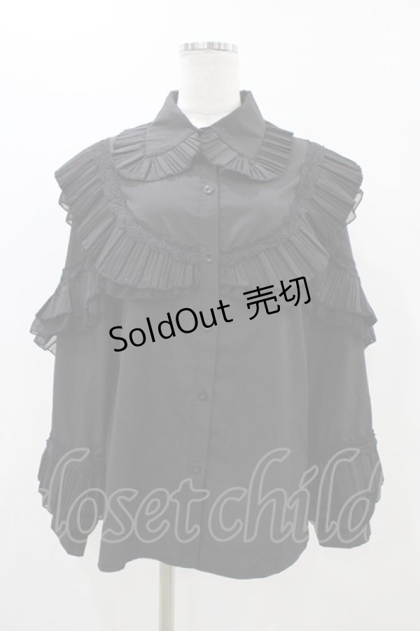 画像1: axes femme purple label / プリーツフリルブラウス N  H-25-11-12-1060-LO-BL-NS-ZH (1)