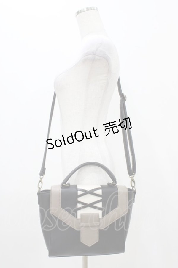 画像1: axes femme / 配色フラップデザインバッグ Free ブラック H-25-11-12-1008-AX-BG-NS-ZH (1)