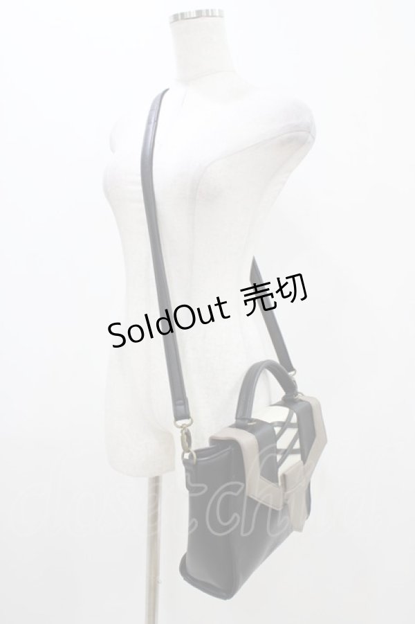 画像2: axes femme / 配色フラップデザインバッグ Free ブラック H-25-11-12-1008-AX-BG-NS-ZH (2)