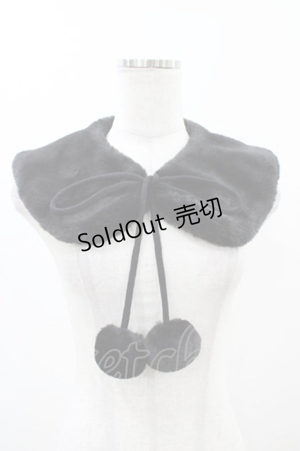 画像1: m petit by misako / AMポンポンツキエリ  ブラック H-25-11-12-1012-LO-ZA-NS-ZH (1)