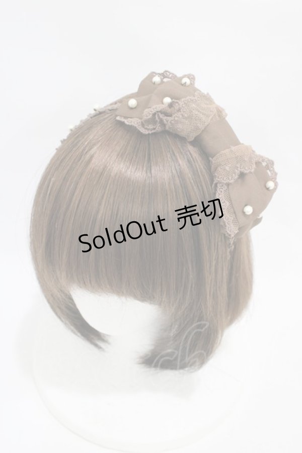 画像1: Angelic Pretty / おすましパーリィサテンカチューシャ  ブラウン H-25-11-12-1019-AP-AC-NS-ZH (1)