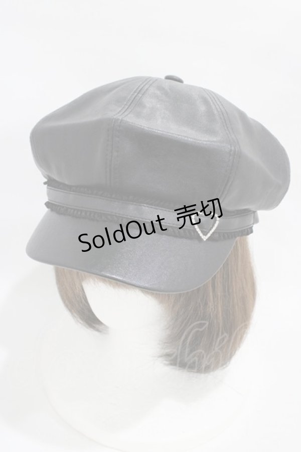 画像1: Honey Cinnamon / ビジューハートバックルキャスケット  ブラック H-25-11-12-1022-LO-AC-NS-ZH (1)