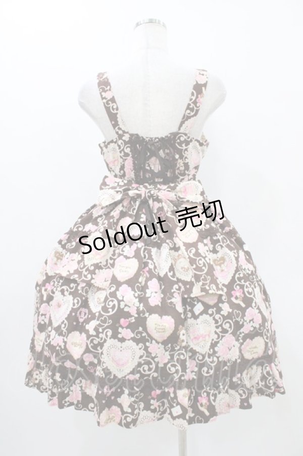 画像2: BABY,THE STARS SHINE BRIGHT / ハートマーブルチョコレートとシュガーコーテッドクッキー柄ティアードジャンパースカート M ブラウン H-25-11-12-1029-BA-OP-NS-ZH (2)