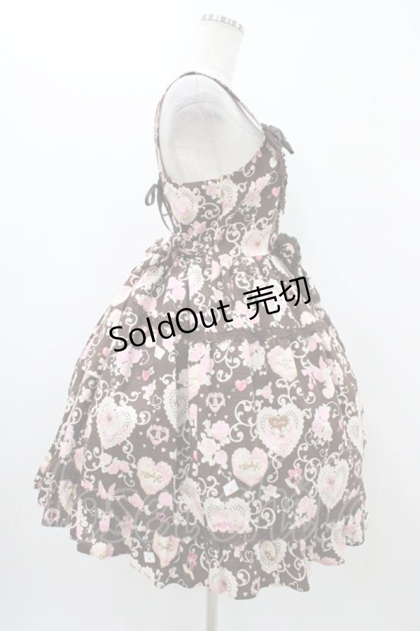 画像3: BABY,THE STARS SHINE BRIGHT / ハートマーブルチョコレートとシュガーコーテッドクッキー柄ティアードジャンパースカート M ブラウン H-25-11-12-1029-BA-OP-NS-ZH (3)