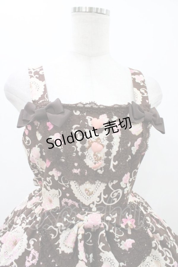 画像4: BABY,THE STARS SHINE BRIGHT / ハートマーブルチョコレートとシュガーコーテッドクッキー柄ティアードジャンパースカート M ブラウン H-25-11-12-1029-BA-OP-NS-ZH (4)