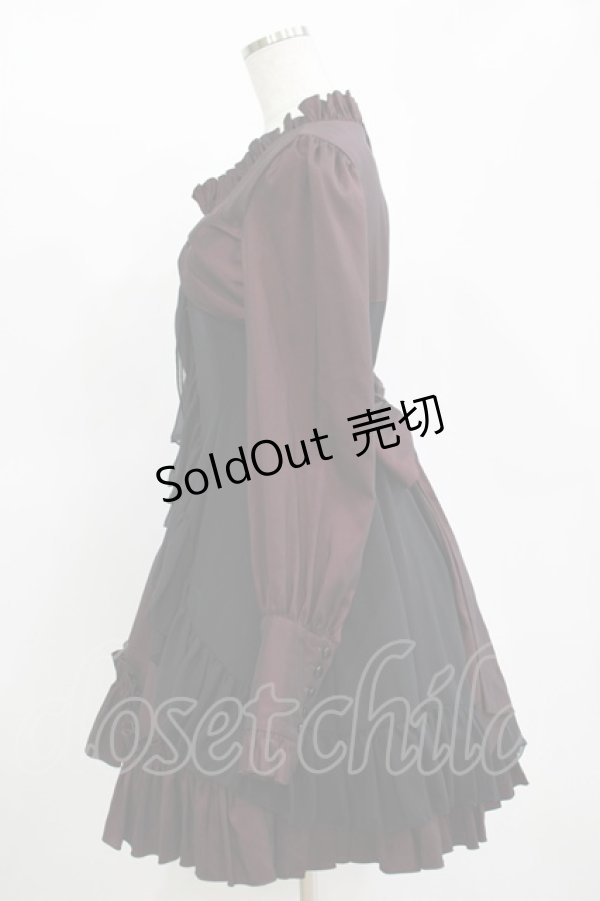 画像2: LAPIN AGILL / リボンフリルワンピース  ボルドー H-25-11-12-001-EL-OP-KB-ZH (2)