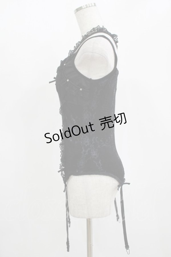 画像2: FRILL / ガーター風キャミソール  ブラック H-25-11-12-051-HN-TO-KB-ZH (2)