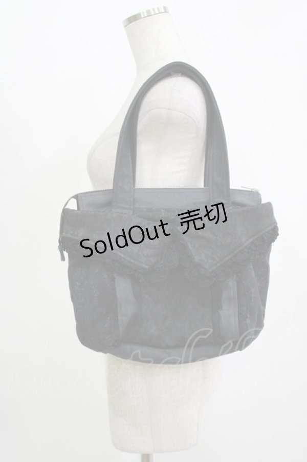 画像2: h.naoto Blood / クロスチャーム付ジャガード切替バッグ  ブラック H-25-11-12-056-HN-BG-KB-ZH (2)