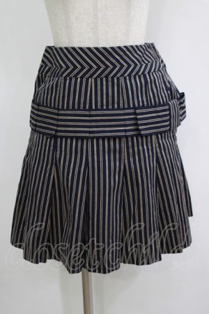 画像: Jane Marple / ブリティッシュストライプのタックスカート  ネイビー H-25-11-12-022-JM-SK-KB-ZH