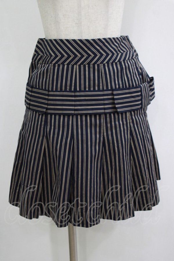 画像1: Jane Marple / ブリティッシュストライプのタックスカート  ネイビー H-25-11-12-022-JM-SK-KB-ZH (1)