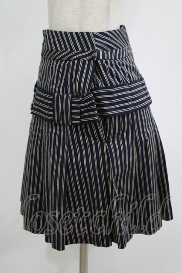 画像2: Jane Marple / ブリティッシュストライプのタックスカート  ネイビー H-25-11-12-022-JM-SK-KB-ZH (2)