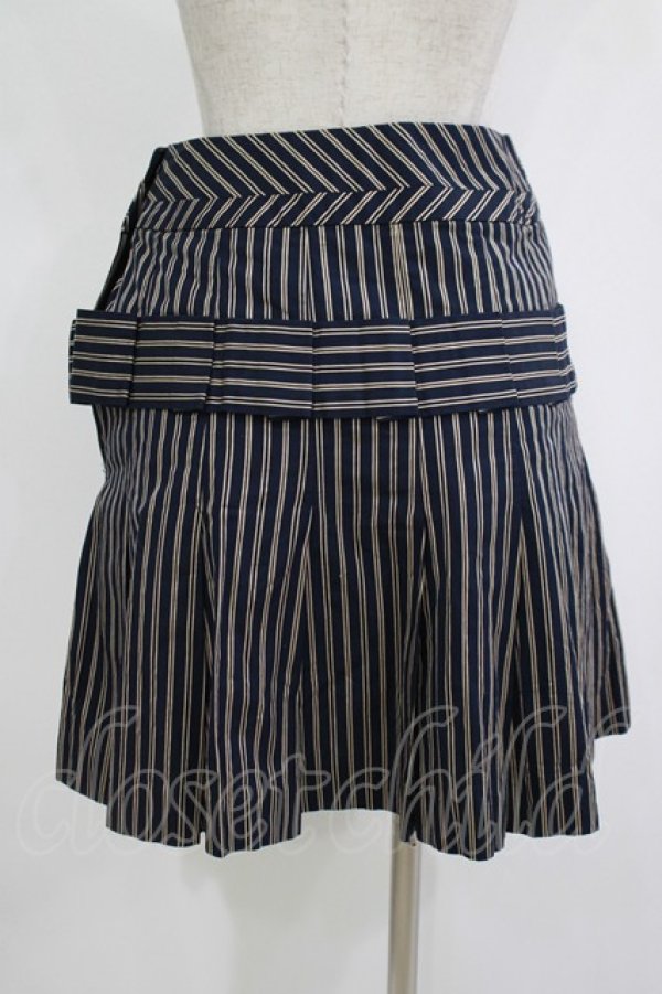 画像3: Jane Marple / ブリティッシュストライプのタックスカート  ネイビー H-25-11-12-022-JM-SK-KB-ZH (3)