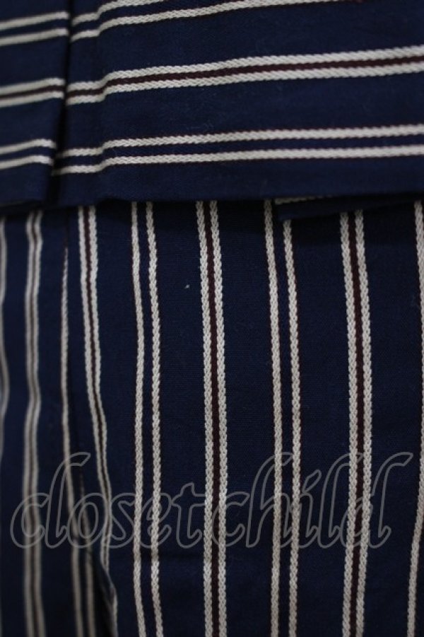 画像4: Jane Marple / ブリティッシュストライプのタックスカート  ネイビー H-25-11-12-022-JM-SK-KB-ZH (4)
