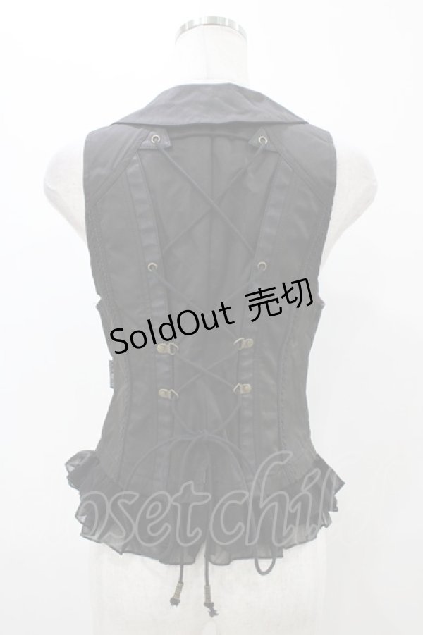 画像2: Ozz oneste / 薔薇刺繍フリルベスト  黒 H-25-11-13-039-OO-TO-KB-ZH (2)