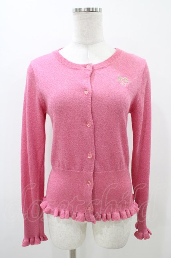 画像1: Shirley Temple / リボン刺繍ラメカーディガン  ピンク H-25-11-13-052-ET-TO-KB-ZH (1)