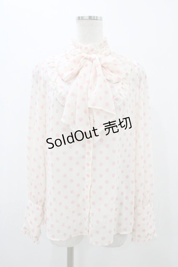 画像1: Emily Temple cute / ジョーゼットドットタイ付ブラウス  ピンク H-25-11-13-054-ET-BL-KB-ZH (1)