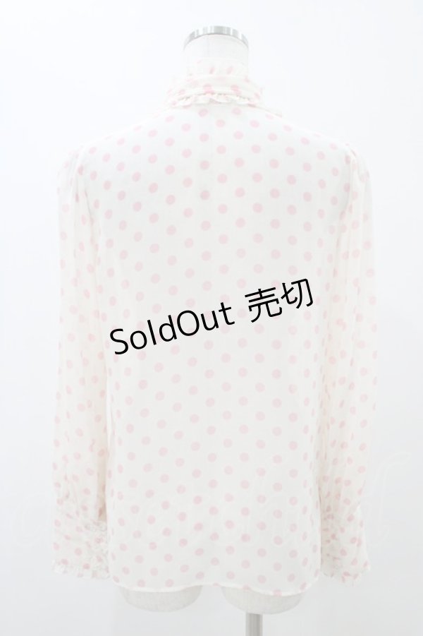 画像2: Emily Temple cute / ジョーゼットドットタイ付ブラウス  ピンク H-25-11-13-054-ET-BL-KB-ZH (2)