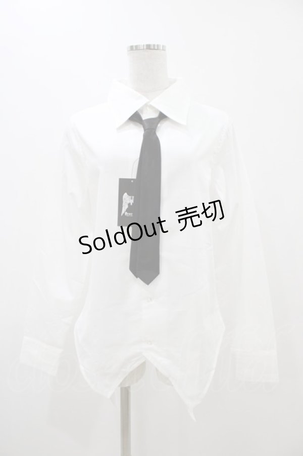 画像1: Deorart / タイ付ブラウス  白×黒 H-25-11-13-056-PU-BL-KB-ZH (1)