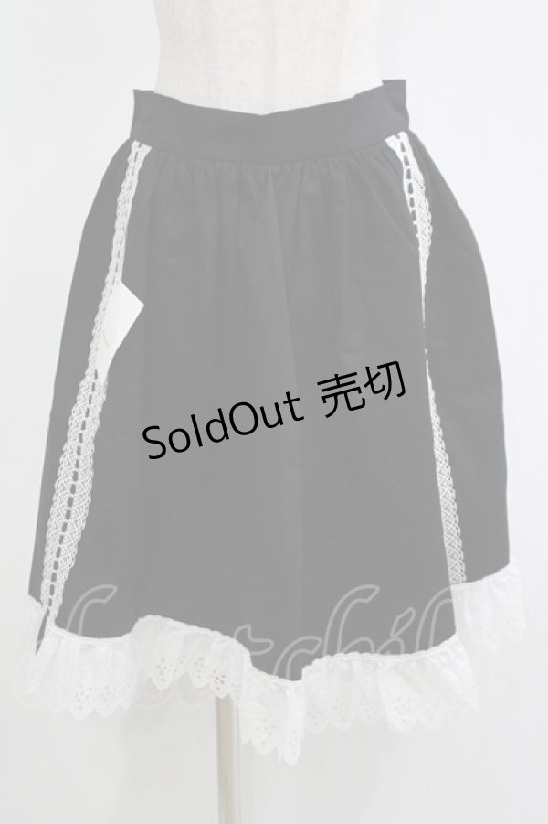 画像1: marcHenTica / はしごレースエプロン プリンセスサイズ ブラック H-25-11-13-1034-LO-SK-NS-ZH (1)