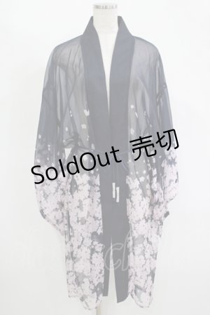 画像: axes femme kawaii / 桜柄シアー着物風羽織 M ネイビー H-25-11-13-1036-AX-TO-NS-ZH