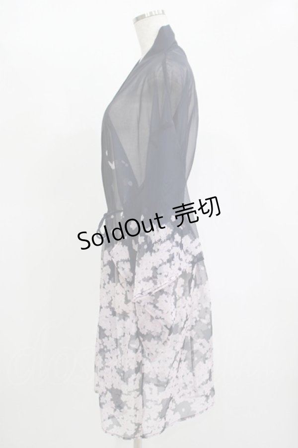 画像2: axes femme kawaii / 桜柄シアー着物風羽織 M ネイビー H-25-11-13-1036-AX-TO-NS-ZH (2)