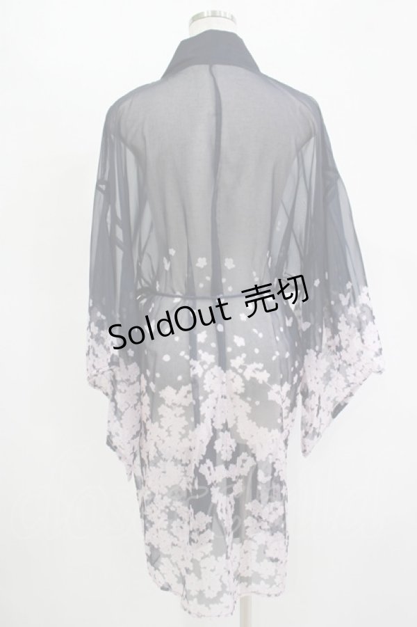 画像3: axes femme kawaii / 桜柄シアー着物風羽織 M ネイビー H-25-11-13-1036-AX-TO-NS-ZH (3)