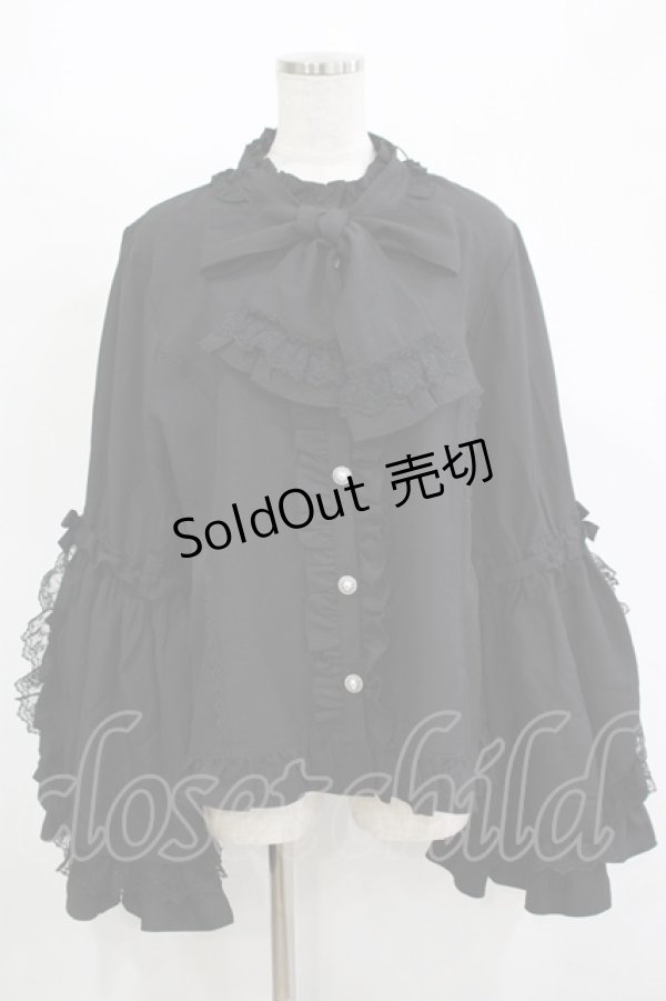 画像1: DearMyLoveWhip / フリルハイネックレースリボンプリンセスブラウス 5L ブラック H-25-11-13-1038-PU-BL-NS-ZH (1)
