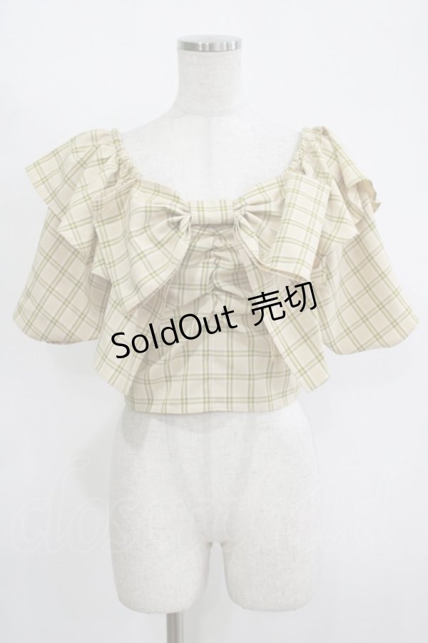 画像1: one after another NICE CLAUP / リボンチェックシャツ  イエロー H-25-11-13-1051-PU-BL-NS-ZH (1)