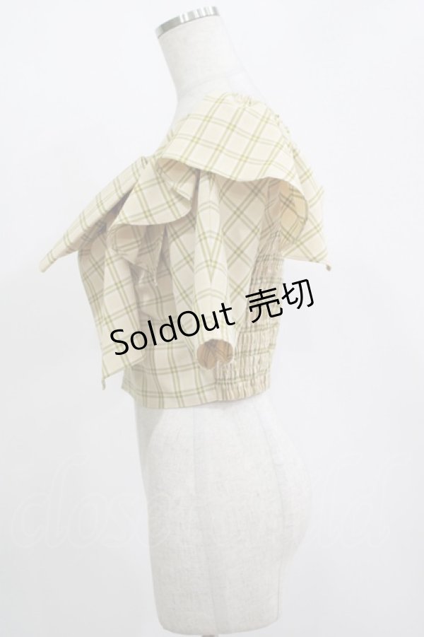 画像2: one after another NICE CLAUP / リボンチェックシャツ  イエロー H-25-11-13-1051-PU-BL-NS-ZH (2)