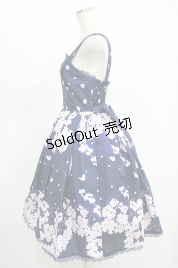 画像2: axes femme kawaii / 桜柄ジャンパースカート M ネイビー H-25-11-13-1001-AX-OP-NS-ZH (2)