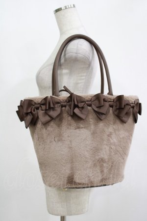 画像: m petit by misako / NINA'Sコラボ リボンファーバッグ  ブラウン H-25-11-13-1060-LO-BG-NS-ZH