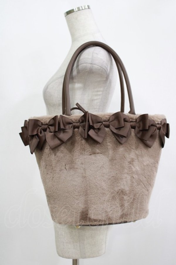 画像1: m petit by misako / NINA'Sコラボ リボンファーバッグ  ブラウン H-25-11-13-1060-LO-BG-NS-ZH (1)