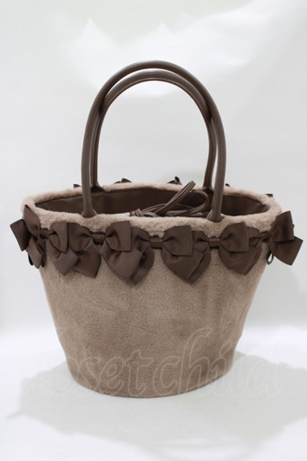 画像2: m petit by misako / NINA'Sコラボ リボンファーバッグ  ブラウン H-25-11-13-1060-LO-BG-NS-ZH (2)