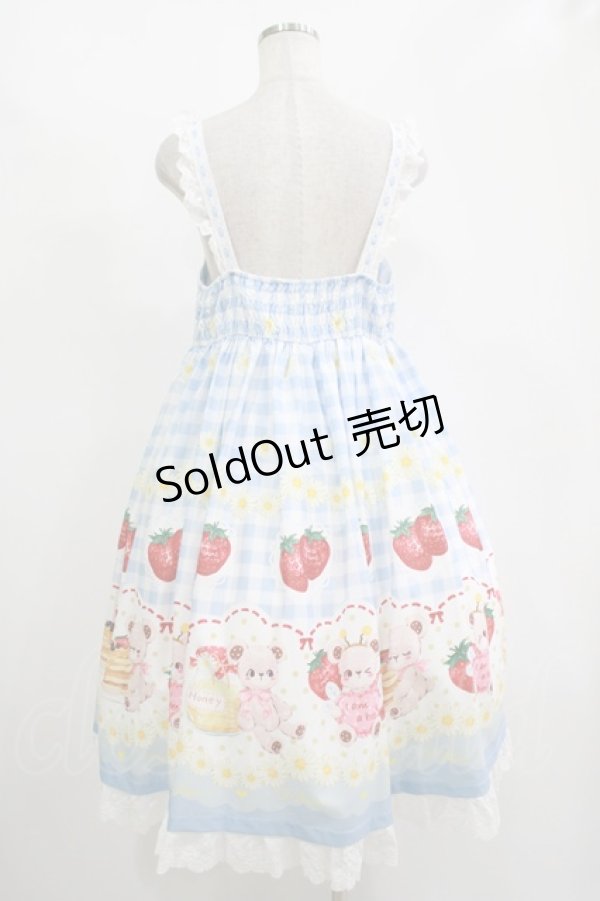 画像3: To Alice / いちご×ハニーベアジャンパースカート L サックス H-25-11-13-1005-LO-OP-NS-ZH (3)