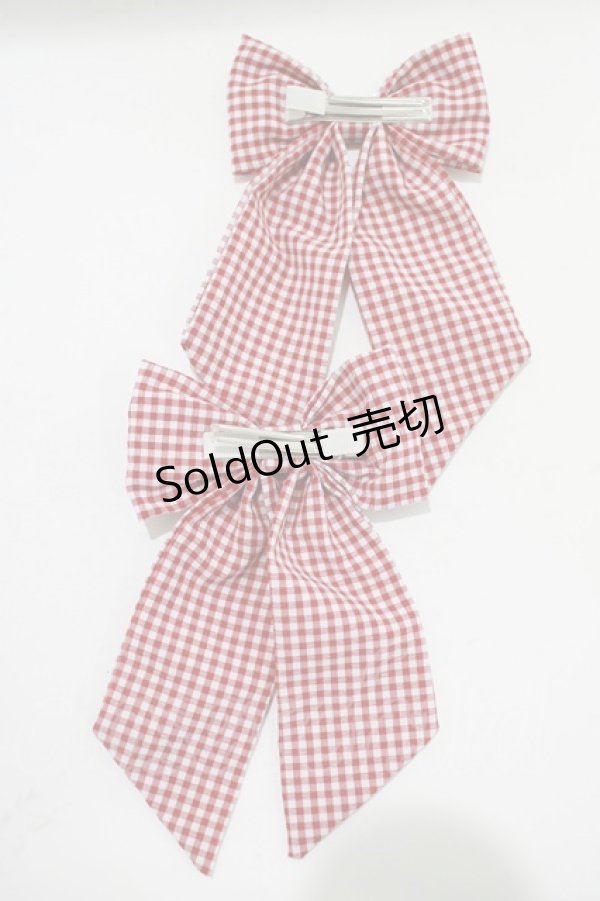 画像2: m petit by misako / AMチェック2Pクリップ  レッド H-25-11-13-1073-LO-AC-NS-ZH (2)